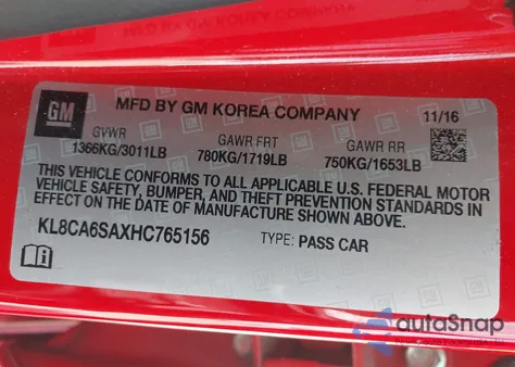 2017 Chevrolet Spark Ls Manual from USA, damaged, VIN KL8CA6SAXHC765156